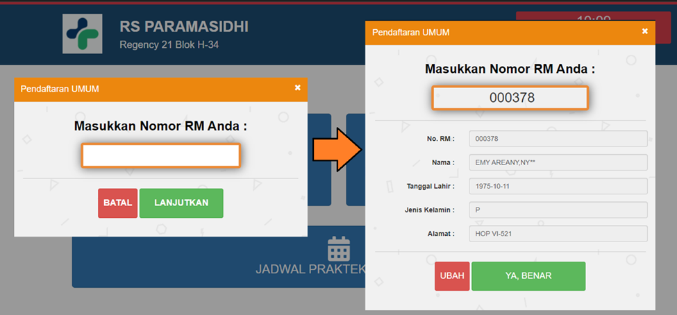 Mengisi nomor rekam medis untuk data antrean faskes