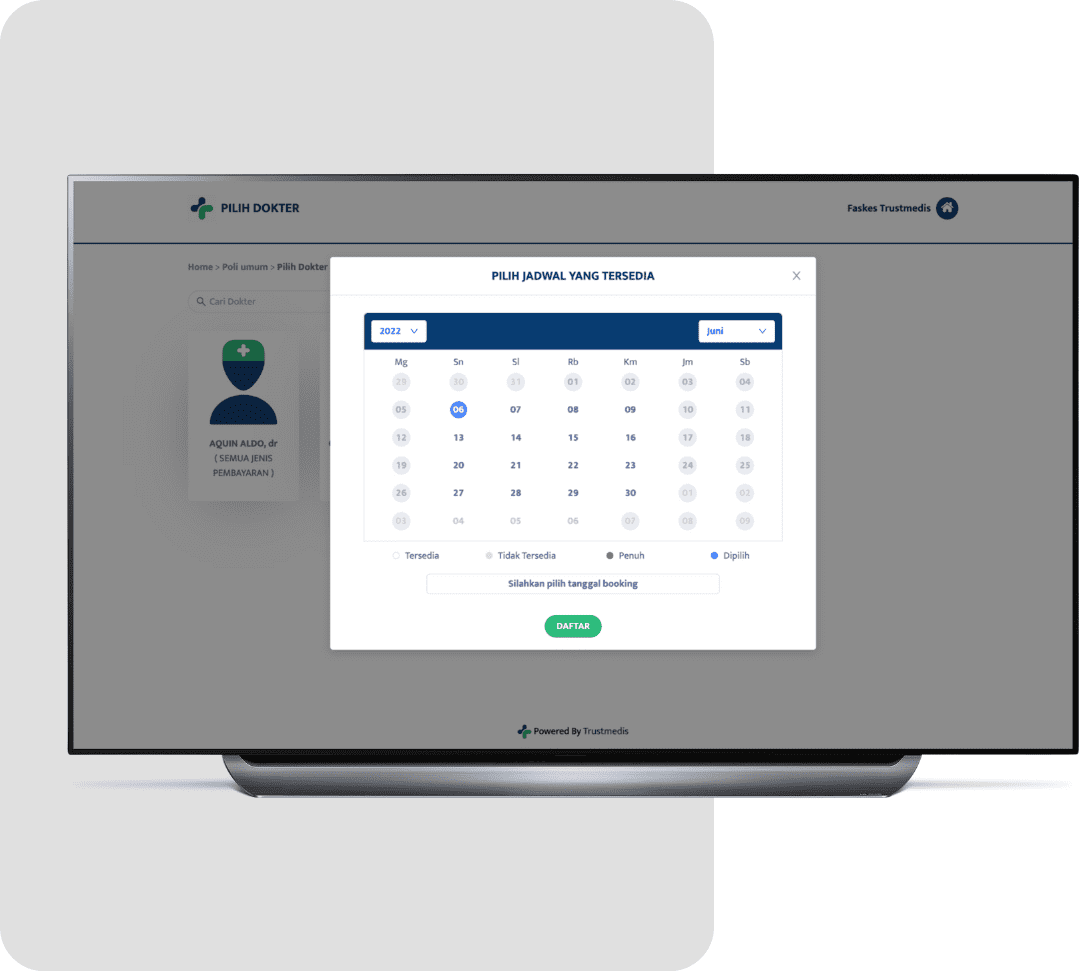 Booking online- Aplikasi klinik Trustmedis