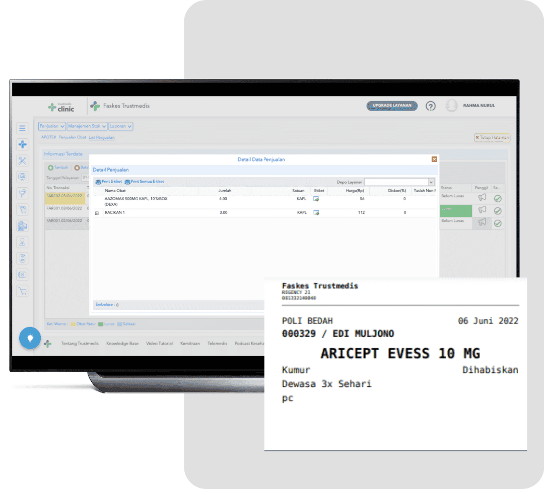 E-tiket Aplikasi klinik Trustmedis