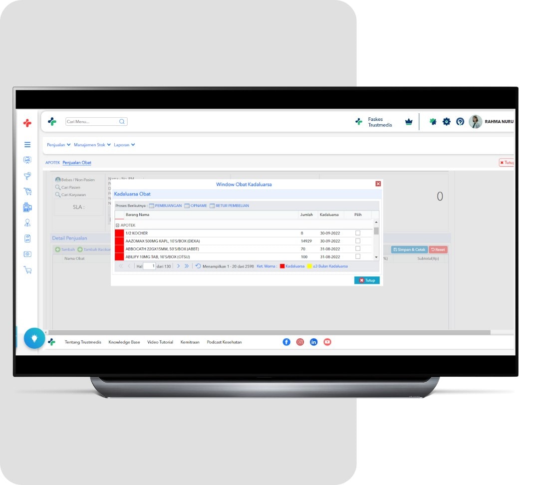 Notifikasi stok- Aplikasi klinik Trustmedis